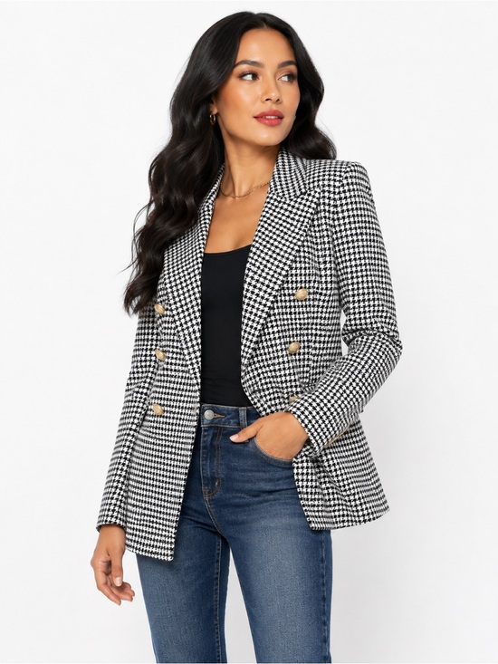 Steve Madden Jackets & Blazers - Steve Madden Black & White Houndstooth Double-Breasted Blazer NWT
